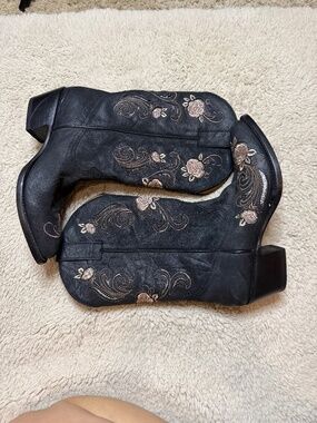 Shyanne Grazia Flower Western Cowboy Boots Black Size 8 M Women's Floral